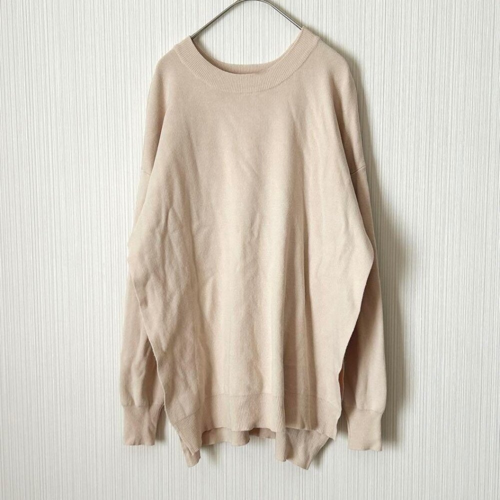 Clozea  Long Sleeve Knit Beige Slit Layered